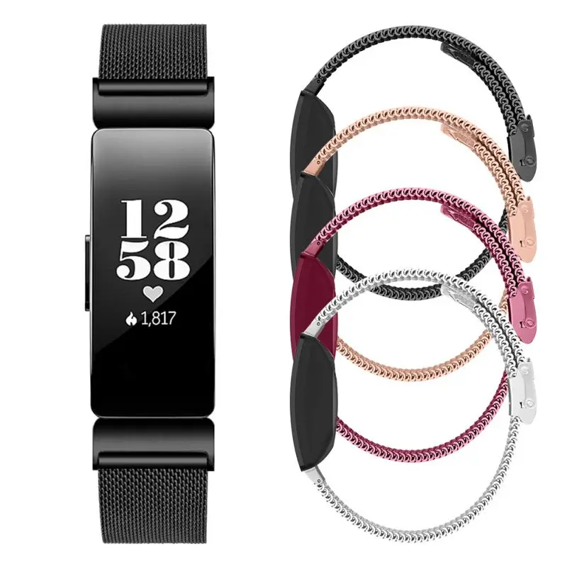 

For Fit bit Inspire Hr Buckle Milanese Magnetic Stainless Steel Strap Mesh Strap Inspire/inspire Hr Milan Buckle Strap Red