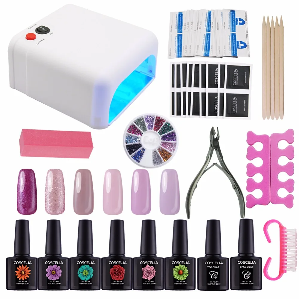 Kit Nail Gel Manicure Set 36W Dryer Nail Art Set Kits Manicure Primer