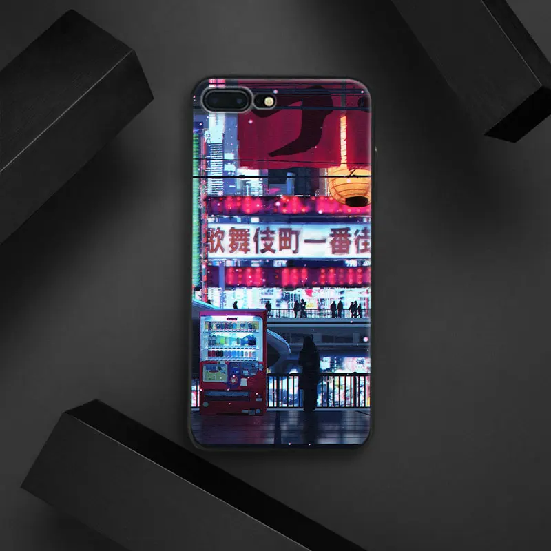

Cyberpunk city Japanese streets Tpu Soft Silicone Phone Case Cover Shell For Apple IPhone 5 5s SE 6 6s 7 8 Plus X 10