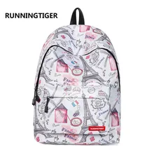 Рюкзак RUNNINGTIGER, женский рюкзак с принтом Эйфелевой башни, повседневные школьные сумки для девочек-подростков, дорожный женский рюкзак, Mochila