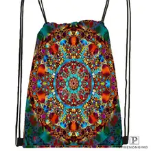 Изготовленная на заказ Мандала-буддистская-@ 3 походная сумка на шнурке для мужчин и женщин милый рюкзак для детей(черная спинка) 31x40 см#20180611-03-144