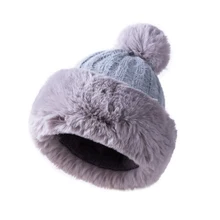 Женская меховая шапка зимняя вязаная теплая шапка Toboggan Толстая пушистая Лыжная Шапка 55-60 см Новинка