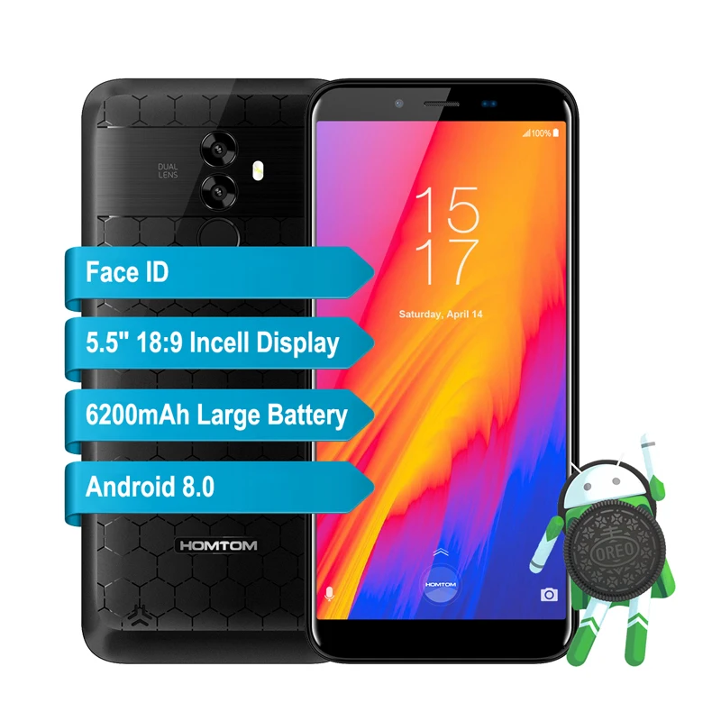 HOMTOM S99 Face ID 6200 мАч 4 ГБ 64 смартфон 5 дюймов 21MP двойной камеры заднего Android 8 0