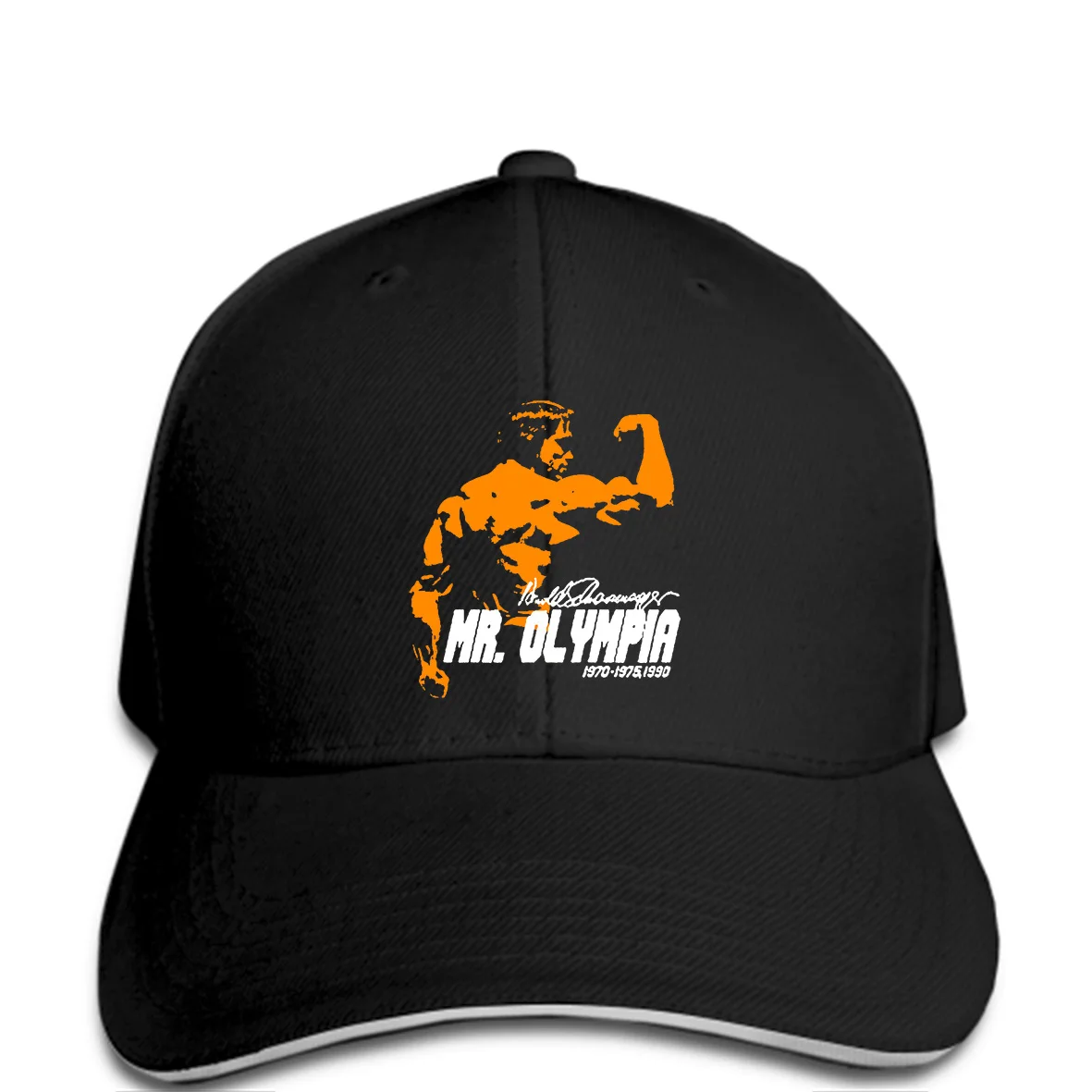 

Men Baseball cap Classic Arnold Schwarzenegger Mr. Olympia Body Building Champ Black New Metal snapback Life women