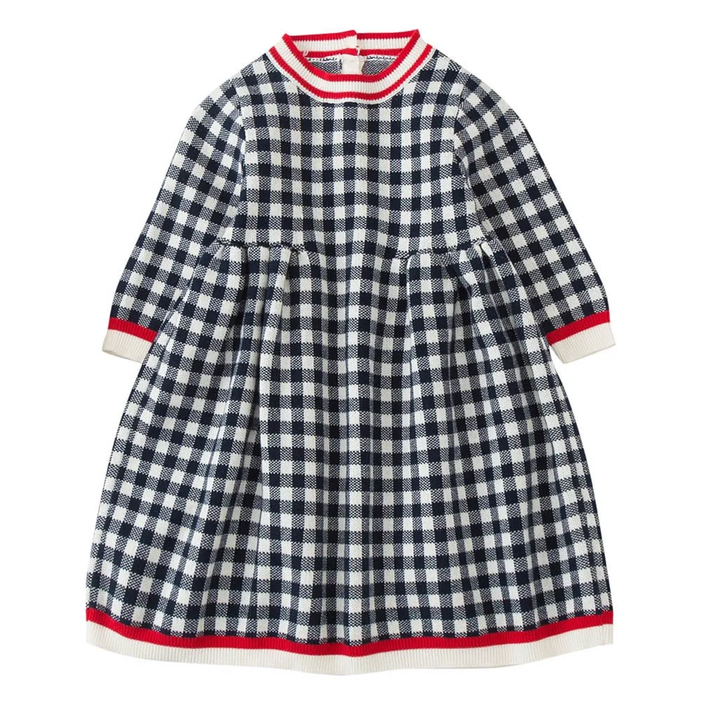 

LONSANT Baby Girl Dress Children Lattice Knitted Crochet long sleeve Dress Kids Winter Sweater Dress Baby Girl warm Clothes