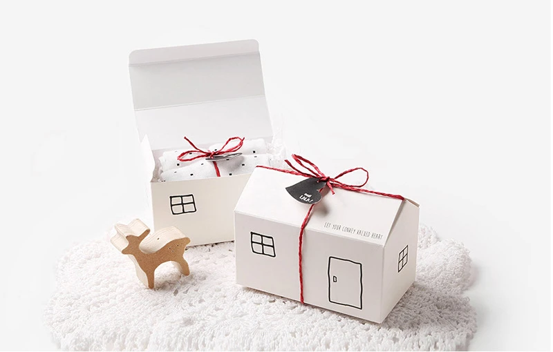 LBSISI Life 50 шт./партия, Рождественская складная коробка, маленький домик, упаковка, подарочные картонные коробки, 11,4*6,5*6 см
