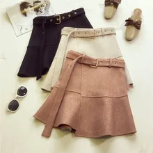 Новая осенне-зимняя шикарная Женская юбка с завышенной талией, тонкая однотонная женская юбка с высокой талией, асимметричная шерстяная юбка с хвостом