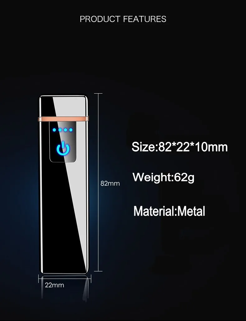 НОВАЯ тонкая USB Зажигалка с сенсорным экраном Untra электронная плазменная