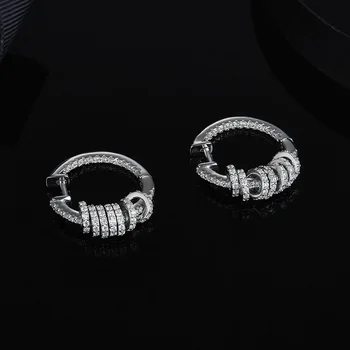 

[MeiBaPJ]Real 925 Sterling Silver Circle Multi-ring Drop Earrings for Women Personality Fine Party Jewelry