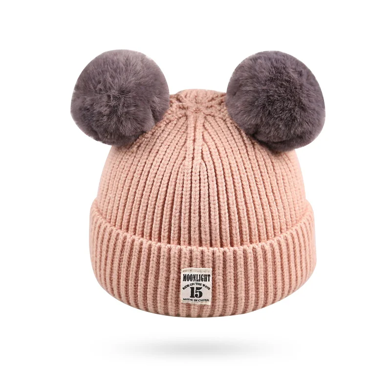 Pompom Knitted Baby Hat Warm Crochet Winter Beanie For Baby Boys Cute Toddler Baby Girls Hat Solid Knit Infant Beanie Hat New (12)