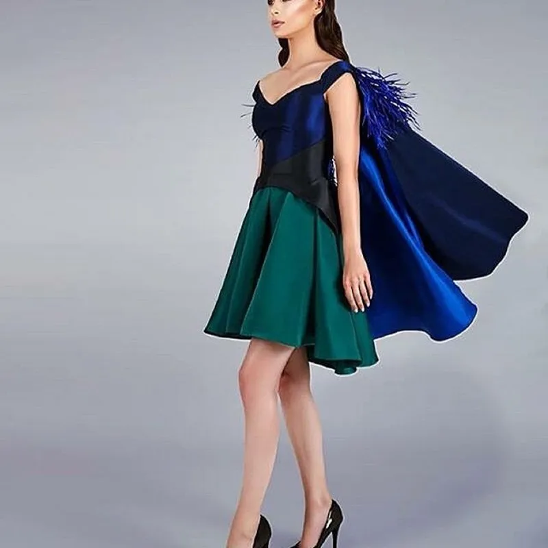 Unique Mix Color Formal Party font b Dress b font For Women 2016 Royal Blue Green