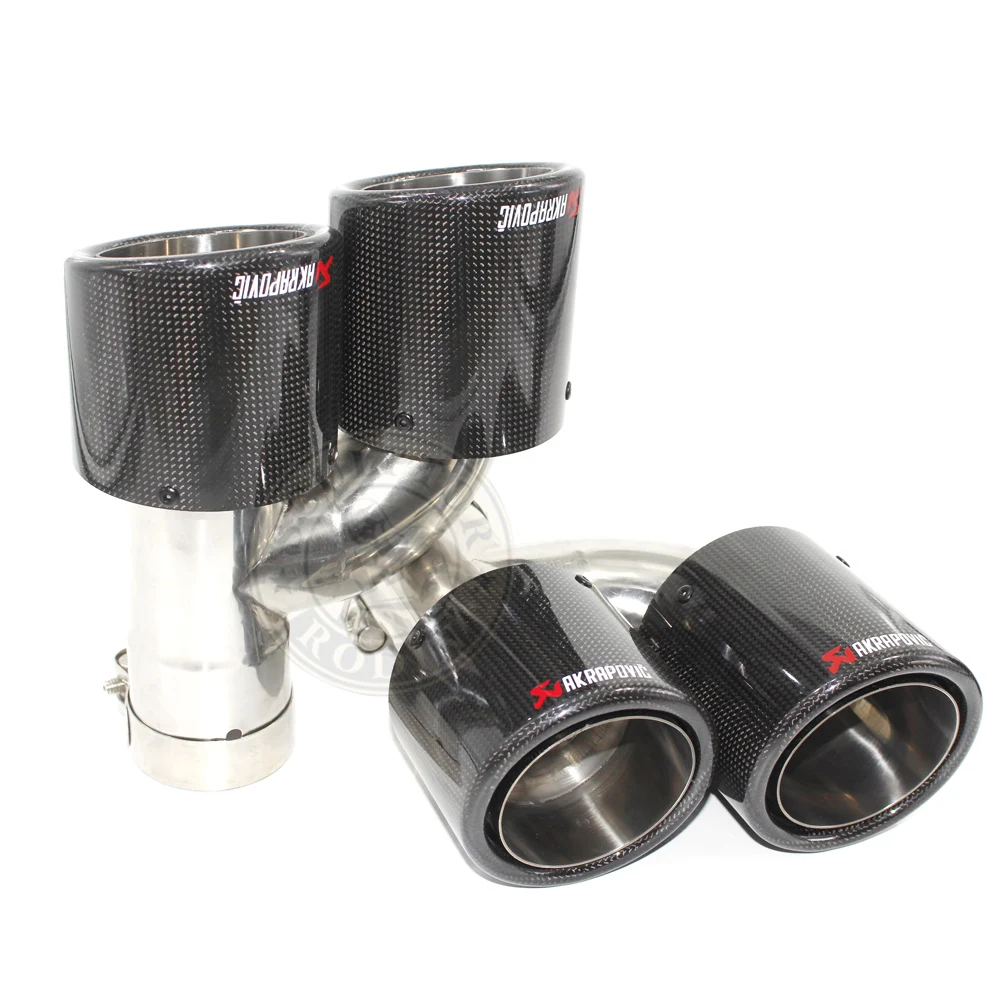 

krapovic carbon fiber muffler exhaust tailpipe nozzle car exhause h shaped hemming glossy 1 out 2 Twill + silver Free shipping