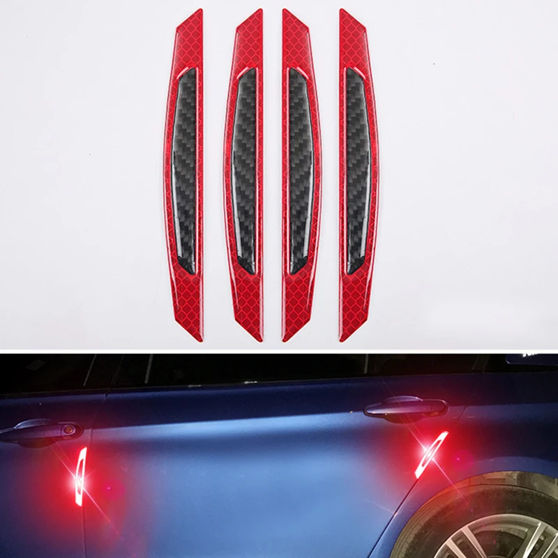 

4pcs Car Bumper Reflective Safety Strip Red Tape Reflector Stickers Decals DIY