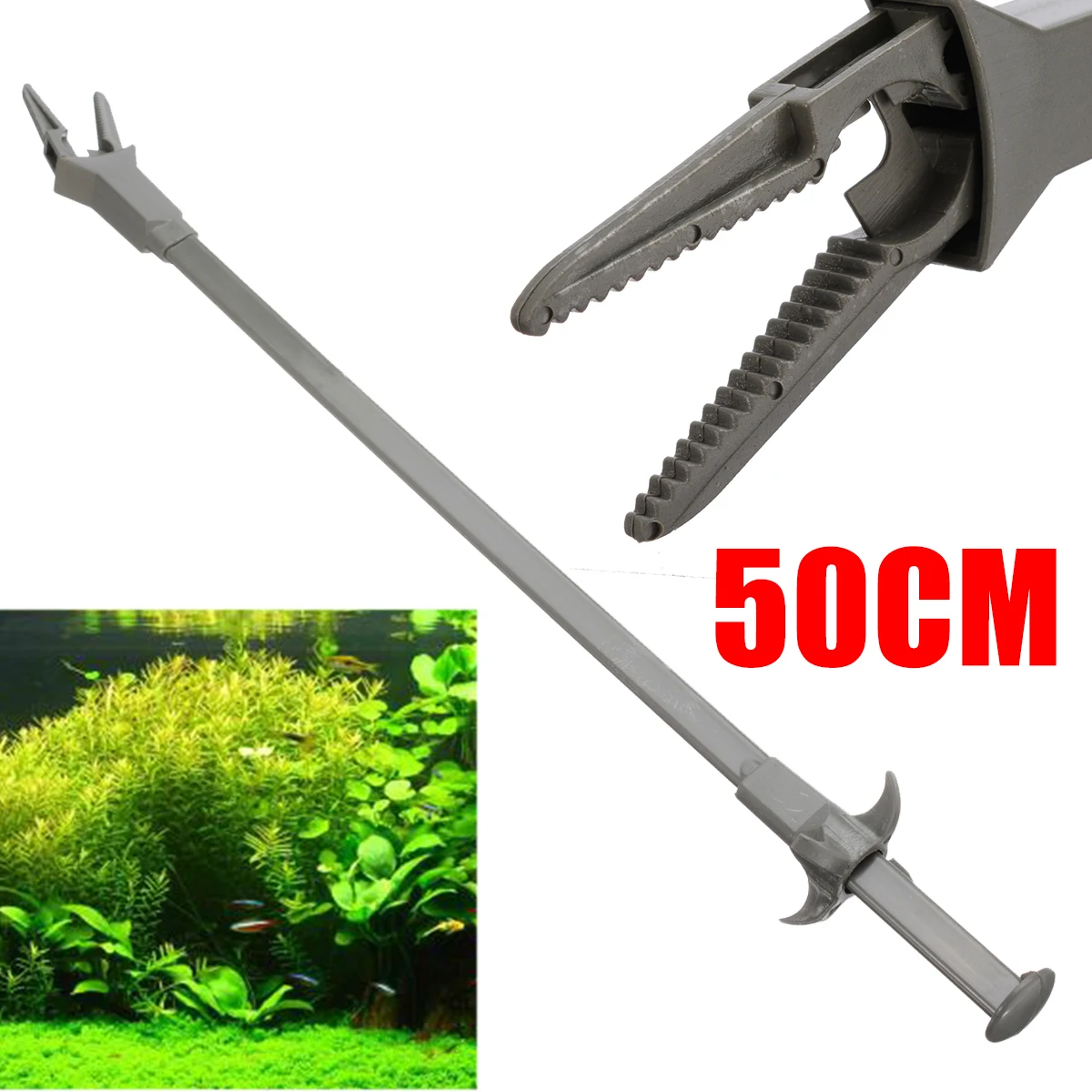 1pcs 50cm Long Aquarium Fish Tank Plastic Plant Pruning Tongs Tweezer Pliers Fish Tank Cleaning Tool