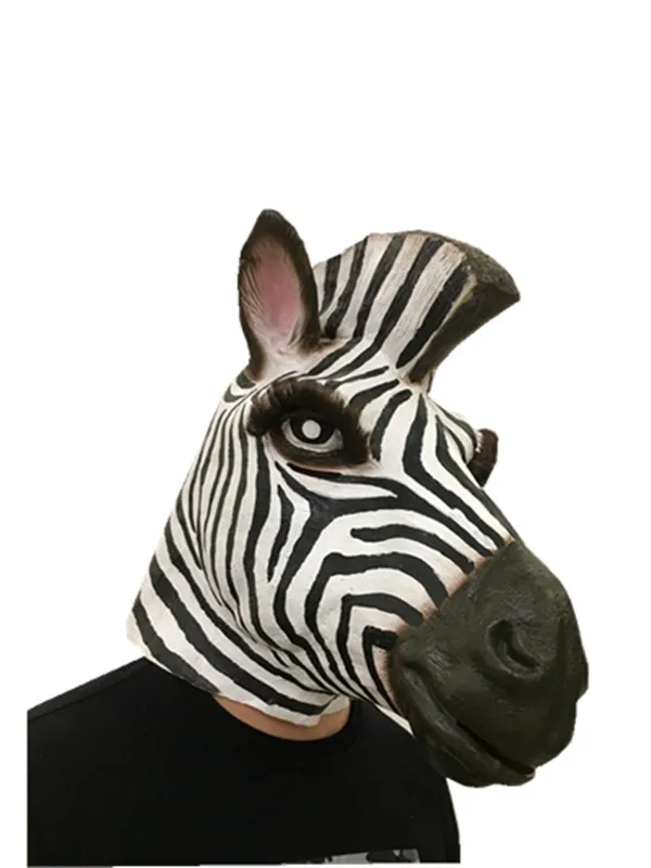 

Animal Zebra Head Mask Halloween Latex Adult Mask Costume Cosplay Carnival Full Face Mask Halloween Party Decoration Supplies