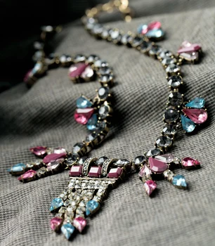 

New Fashion Bohemia Wholesales Glass Copper Factory Shopping Festival Gold Color Necklaces For Women Jewelry