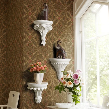 

European style carved TV background wall shelf rack is creative partition wall flower wall rack resin decorative frame