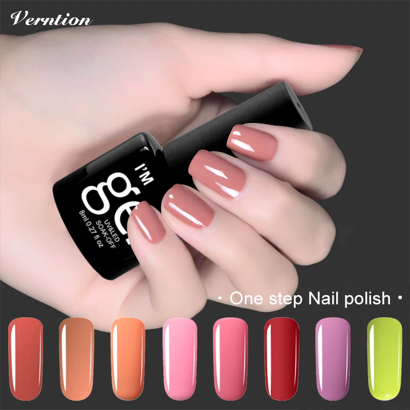 

Verntion 8ml 3 In 1 Soak Off Lacquer Varnish Semi Permanent Art Design Professional One Step Lasting UV Poly Gel Nail Polish