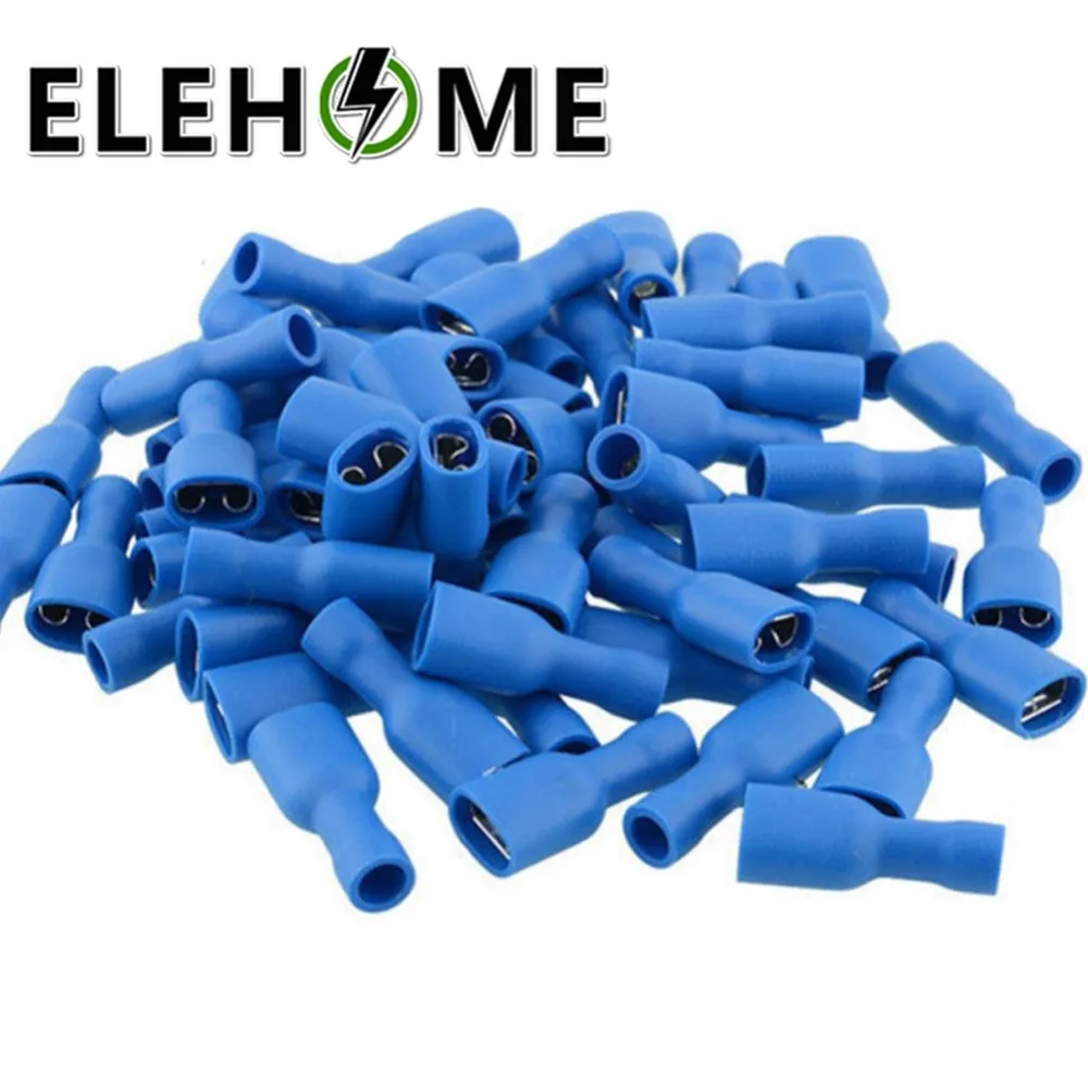 

100pcs 6.8mm Insulated Crimp Terminal 16-14AWG Female Male Electrical Wiring Connector Spade Blue FDFD2-250 MDD2-250 50pairs F30