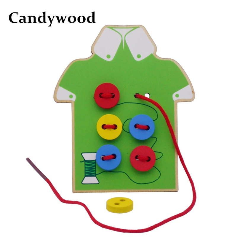 Montessori Educational Toys Kids Toddler Sew On Buttons Early Learning