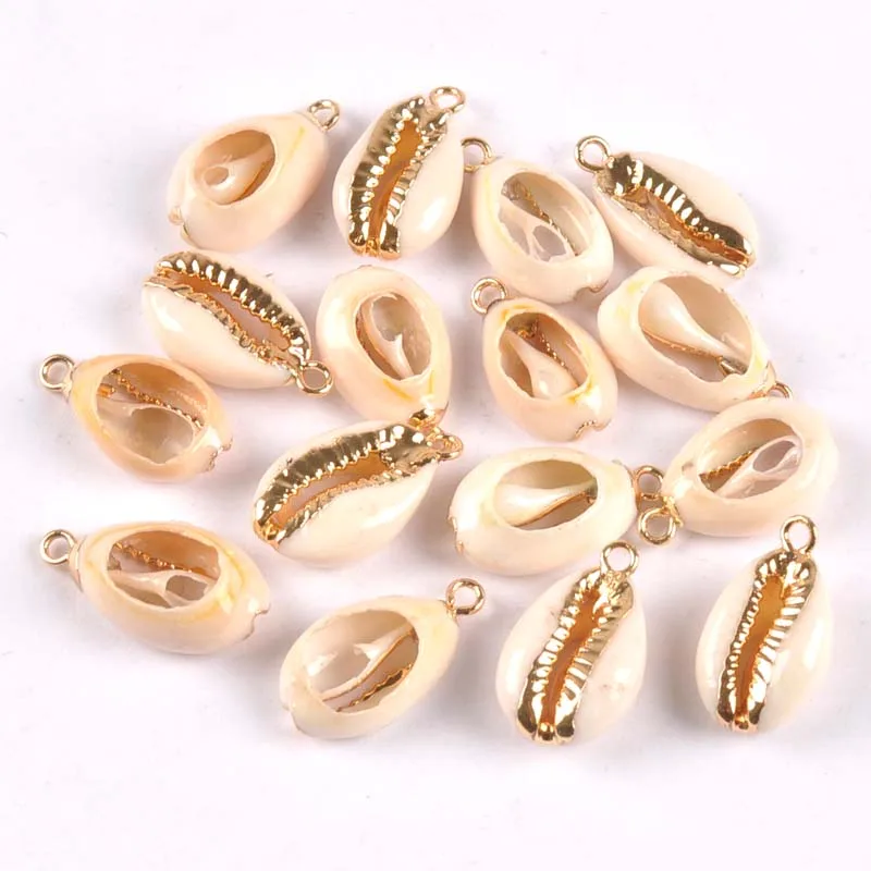 

Natural Shell Gold Plated for Jewelry DIY handmade charms pendant SeaShells Home decoration about 16-20mm 5pcs TRS0315