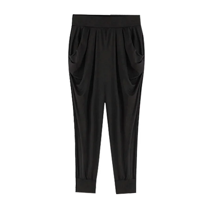 Большой размер 5Xl 6XL 7Xl 8xl укороченные штаны Летние Бриджи женские мягкие шелковые стрейч брюки размера плюс шаровары Капри женские - Цвет: Черный