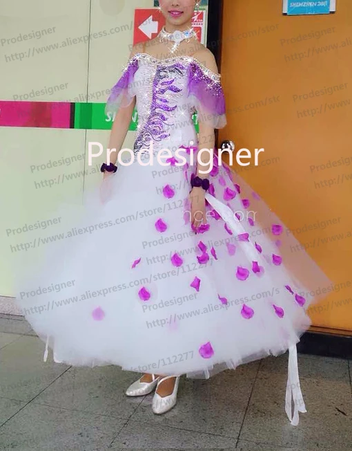 2016 New Style Competition Slik organza ballroom Standard dance font b dress b font juvenile dance