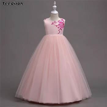 

Yeedison Elegant Children Party Dress For Girls Sleeveless Floral Girls Wedding Princess Ball Gown Bow Kids Dresses Girl Costume