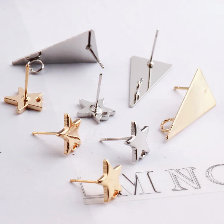

6 PCS 11MM Champagne Gold Color Copper Star With Hole Stud Earrings for Jewelry Making DIY Jewelry Findings