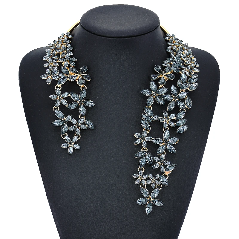 Массивное ожерелье-чокер с цветком из драгоценных камней для женщин, большой длинный воротник, массивное ожерелье, ювелирные изделия для женщин, индийские вечерние женские ожерелья