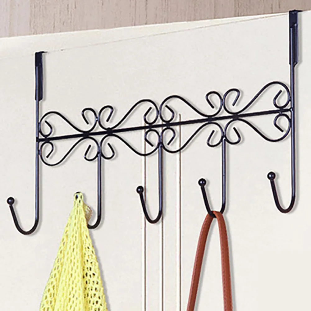 

Iron Coat Towel Bag Wall Hooks Back Door Hangers Home Bathroom Holder 5 Hooks Rack XH8Z