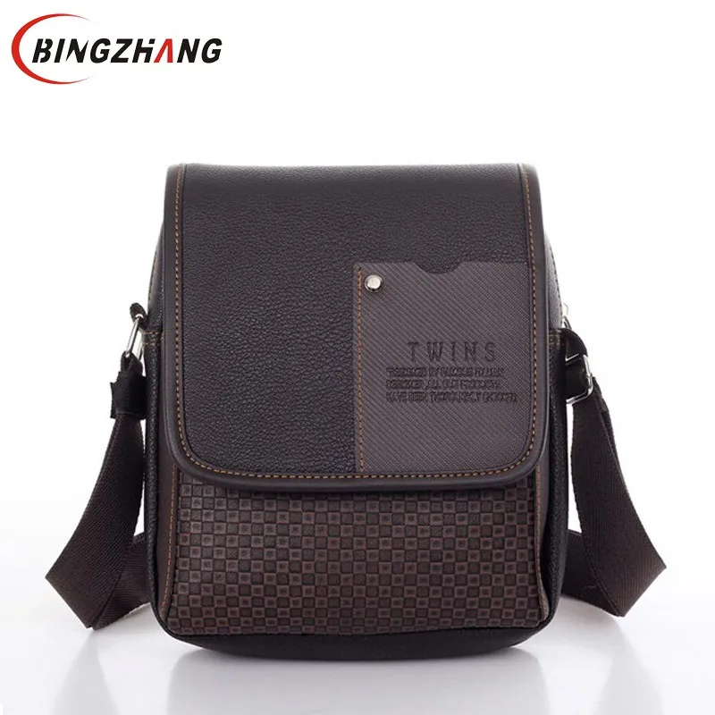 2019 خمر حقيبة رجالية الكتف crossbody أكياس للرجال حقيبة ساعي بريد للرجال جلدية بو منقوشة صغيرة الذكور حقائب الأسود L4-3333
