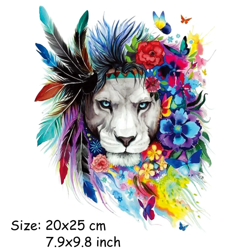 Нашивки Colife Flower Lions 20*25 см, железные нашивки для одежды, стираемые наклейки, рождественский подарок для девочек и мальчиков - Цвет: 20x25 cm