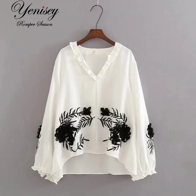 

TZE45-997 European and American fashion wind V collar embroidered shirt