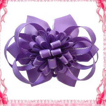 

10 pcs Set Hair Bow Silver sideband and colorful petals of the flowers pink Girls Newborn Hair Accessories