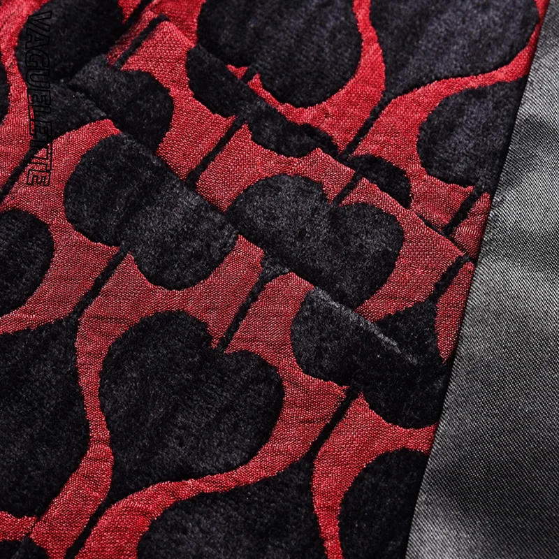 VAGUELETTE Spades Pattern Blazer Men Red&Black Men's Fashion Blazer Shawl Collar Tuxedos Slim Fit Blazer Estampada Hombre M-5XL