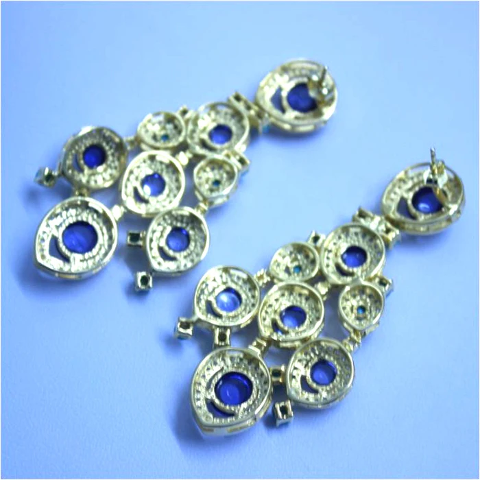 Новые настоящие Qi Xuan_Fashion jewelry_темно-синий камень свадебные украшения Sets_S925 Твердые серебряные sets_производитель прямые продажи