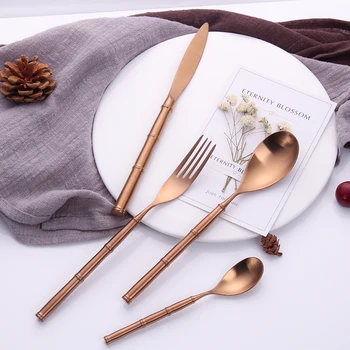 

Hot Sale 4 pieces Pearl of Excellence rose gold Dinnerware 304 Stainless Steel Western Cutlery Kitchen Food Tableware Dinner Set