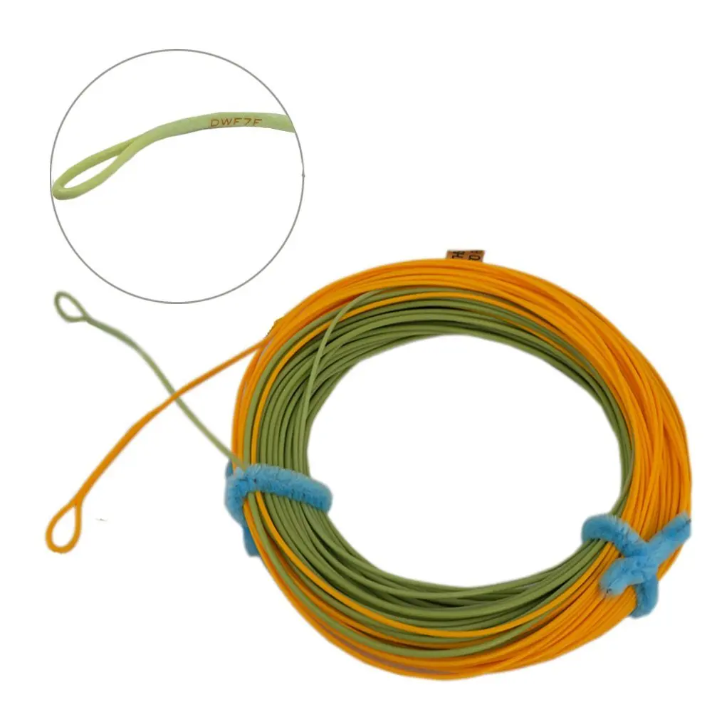 Aventik Fly Fishing Line ультра низкая полоска Даул-тон Вес вперед плавающая летная линия с сварными петлями линия ID L - Цвет: Mossgreengold