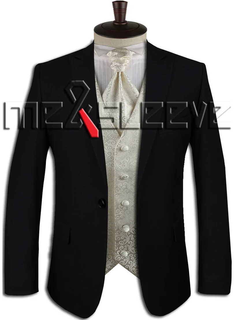 Мужской жилет с одной грудью, жилет с серебряным черным узором(жилет+ галстук-бабочка+ носовой платок+ запонки