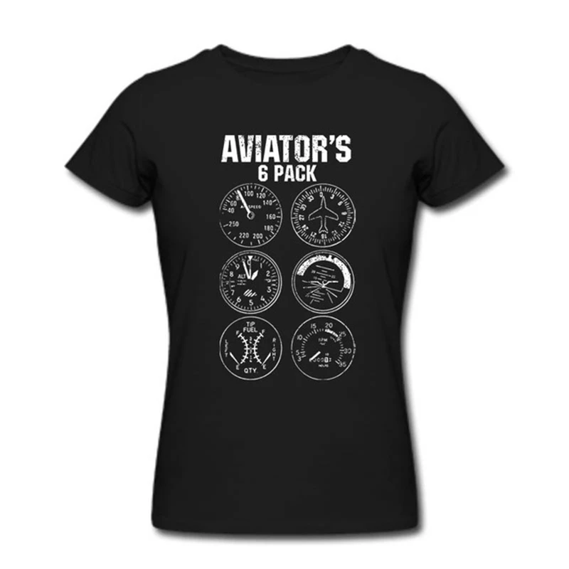 Авиатор шесть пакет футболка для мужчин Забавный пилот путешествия Юмор отдых полета Новинка топы футболки хлопок короткий рукав крутая футболка - Цвет: Black Women
