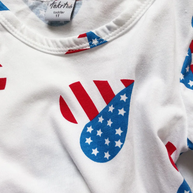 Girls T-Shirt Summer Cotton 4Th Of July Shirt T-Shirts Cotton Girls Flamingo Shirt Pineapple Kids Girls Tops Short Sleeve 7