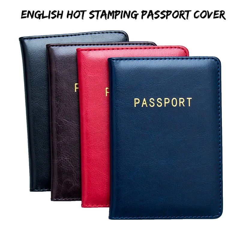 США Bronzing сплошной цвет искусственная кожа Красный unisex Новые паспорта сумка ID кредитных билет для паспорта Мягкая обложка папки