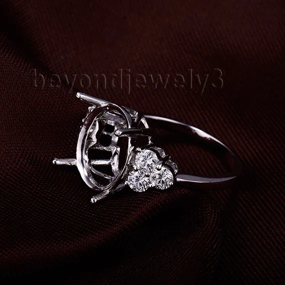 Модное Стильное овальное кольцо 10x12 мм из белого золота 14 к с бриллиантами обручальное кольцо YWR0074