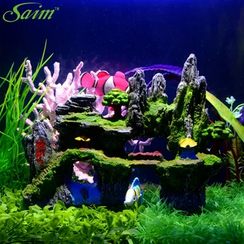 

8.6" High Quality Artificial Stone Mountain Fish Tank Aquarium Decoration Moss Rocks Landscape Ornaments Accessories Supplies