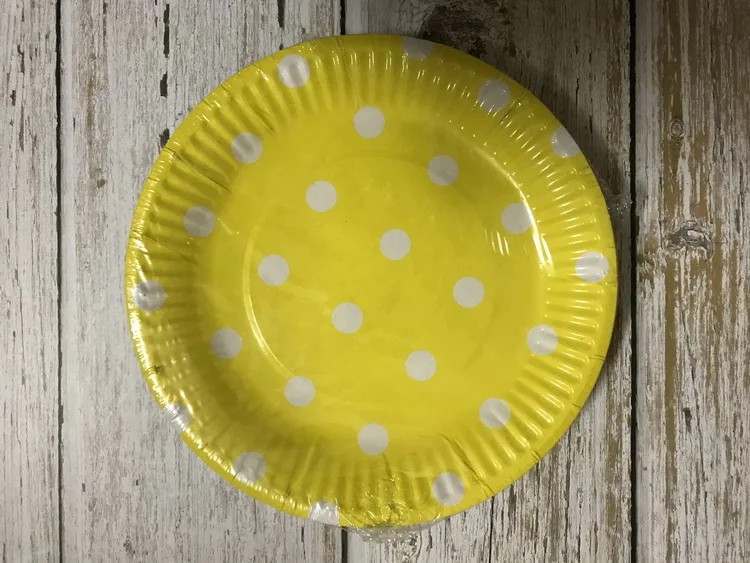 20 шт./лот 7 дюймов, в горошек ПОСУДА Бумага пластины для Одноразовая посуда для вечеринок - Цвет: Yellow