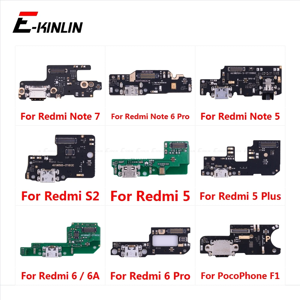 

Charging Port Connector Board Parts Flex Cable With Microphone Mic For XiaoMi PocoPhone F1 Redmi Note 8 7 6 5 Pro Plus 7A 6A S2