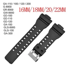 Correa de silicona para reloj Casio, banda de goma de 16, 18, 20 y 22mm, GA-100/110/200