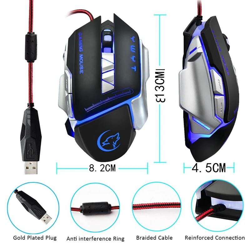  G810 Gaming Mouse Usb Wired Optical Game Mouse 3200 Dpi Adjustable 8 Buttons Backlight Mice Gaming 