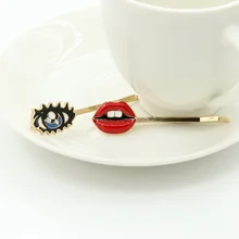 Сексуальные красные губы и очаровательные глаза модные золотые заколки для волос и Заколки ювелирные изделия для волос аксессуары для женщин